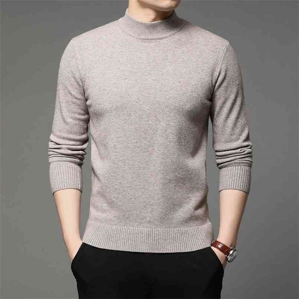 

autumn and winter men turtleneck pullover sweater fashion solid color thick and warm bottoming shirt male brand clothes 210809, White;black