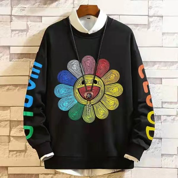 

designer men's hoodies ins loose trend wild autumn round neck super fire printing long-sleeved high-quality jacket, Black
