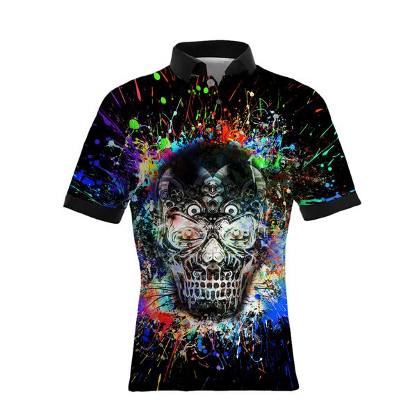 

19ss sellers 3 d colours digital printing men's casual polo shirts big size mens luxury designer clothing loose version, White;black