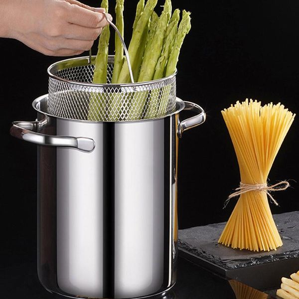 

stainless steel pot frying pan kitchen with basket small fryer deep 16cm cooking cookware pans