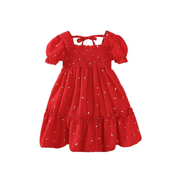 

new design good quality factory price fashion selling childrens red polka dot princess dress, Red;yellow