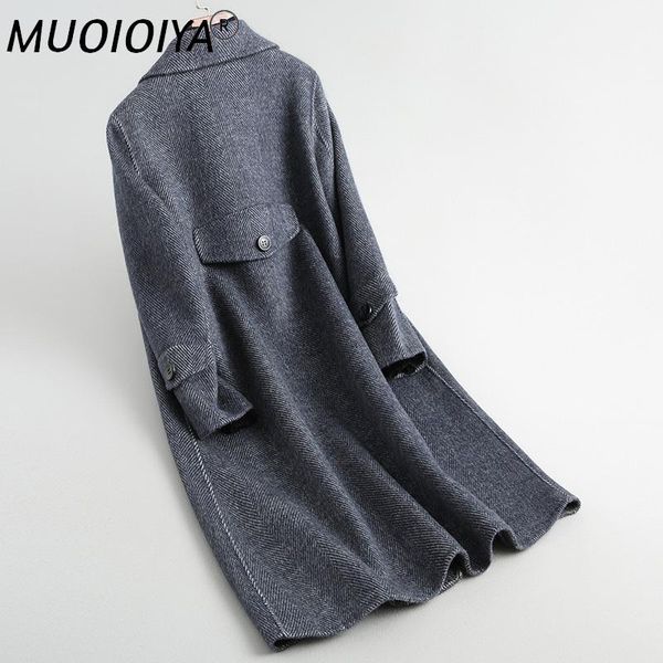 

women's wool & blends 2021 elegant long coat female autumn winter alpaca korean casual ladies print jacket coats women abrigos 38044, Black