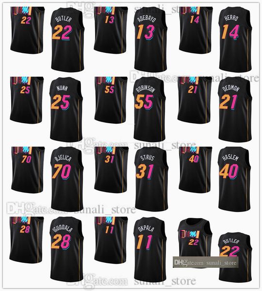 

2021 2022 city black basketball jersey jimmy 22 butler victor 4 oladipo goran dragic tyler herro bam adebayo udonis haslem kendrick nunn dun, Black;red