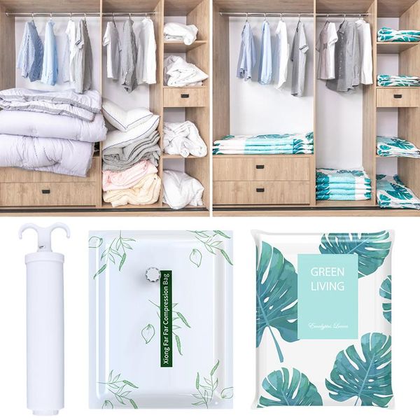 

clothing & wardrobe storage 1pc vacuum compressed bag for cloth hand pump thickened cartoon printed reusable clothes organizer home