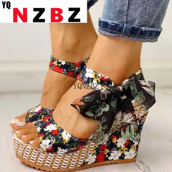 

sandals women dot bowknot design platform wedge female casual high increas shoes ladies fashion ankle strap open toe, Black