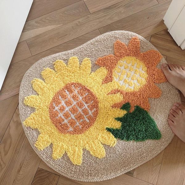 

carpets sunflower door mat plush absorbent non-slip foot toilet bathroom bedroom living room decorative rug