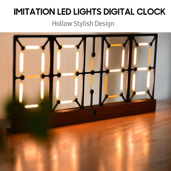 

desk & table clocks imitation lights digital clock glow hollow led fluorescent semi-finished kit adjustable brightness