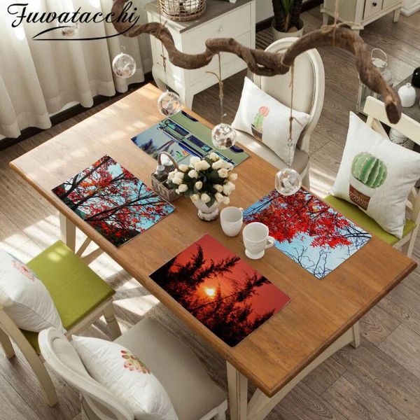 

mats & pads fuwatacchi classic trees pattern placemat drink coasters bowl mat heat resistant for dining table tea party decorations