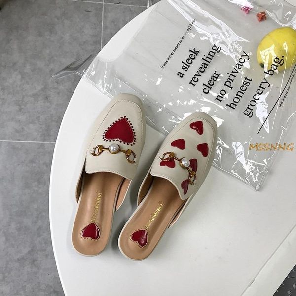 

slippers akexiya 2021 summer women's mules shoes women anti slip flat fashion red love outside slides female flats, Black