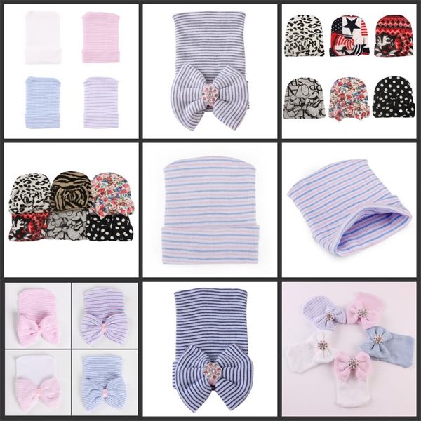

newborn baby crochet bow hats cute baby girls leopard soft knitting hedging caps big bows autumn winter warm tire cotton cap 600 y2, Yellow