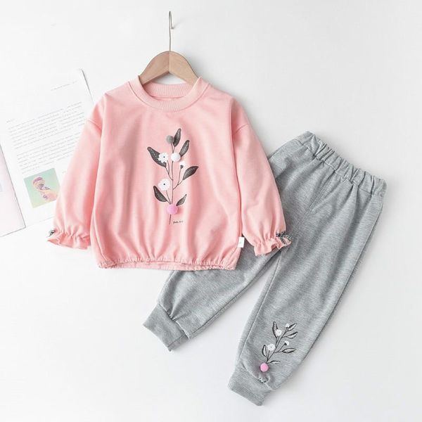 

clothing sets baby girls autumn girl leaves printed outfits kids casual tracksuit soft children suit 1-5y, White