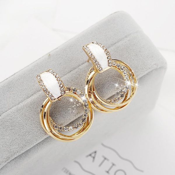 

dangle & chandelier lats light luxury korean round drop earrings for women classic circle brincos earings female fashion jewelry, Silver