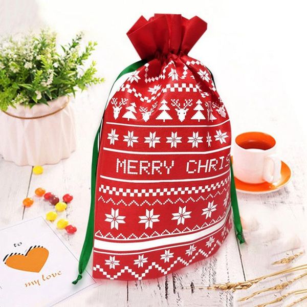 

christmas decorations 1pc cute shape merry gift bag drawstring lovely portable storage candy packaging non-woven bags