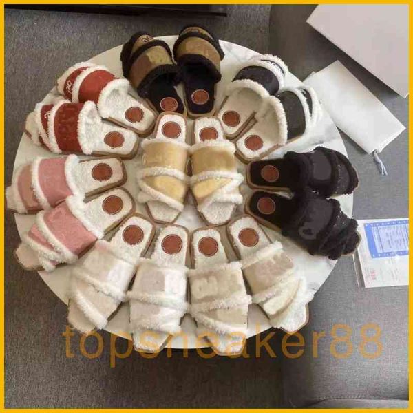 

cotton chol slippers women winter sandals fashion white black red warm shoes with box