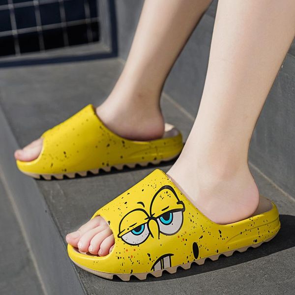 

slippers 2021 luxury flat slides men shoes indoor house graffiti casual beach slipper eva quality cartoon sandals, Black
