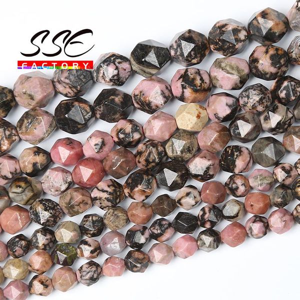 

other natural black rhodochrosite beads faceted lace rhodonite stone loose for jewelry making diy bracelets accessories 6 8 10mm