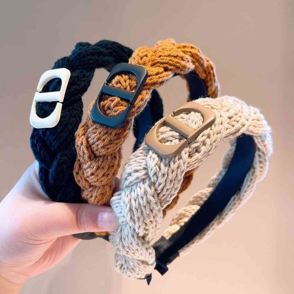 

barrettes hairpin autumn and winter new ~ korean cashmere wool manual twist braid wide head hoop shows face small hair decoration, Golden;silver