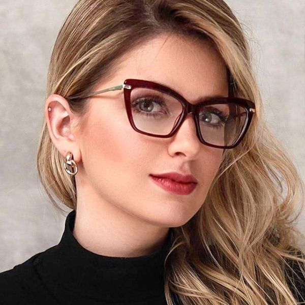 

fashion sunglasses frames cat eye glasses women trending styles brand spring leg female oculos de retro myopia frame eyewear uv400, Black