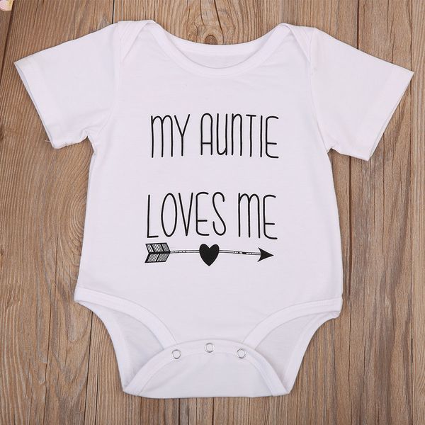 

my auntie loves me print one piece bodysuit for baby, White