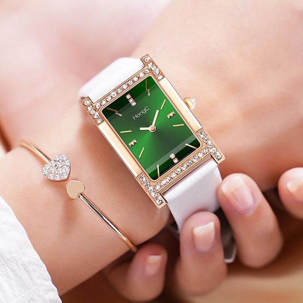 

wristwatches 2021 arrival classic square dial diamond watch hepburn style quartz women wristwatch drop relojes para mujer, Slivery;brown