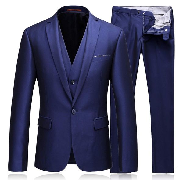 

men's suits & blazers evening suit, 3-piece brand slim royal blue men's ukrainian bridegroom's wedding (suit + pants vest tie, White;black