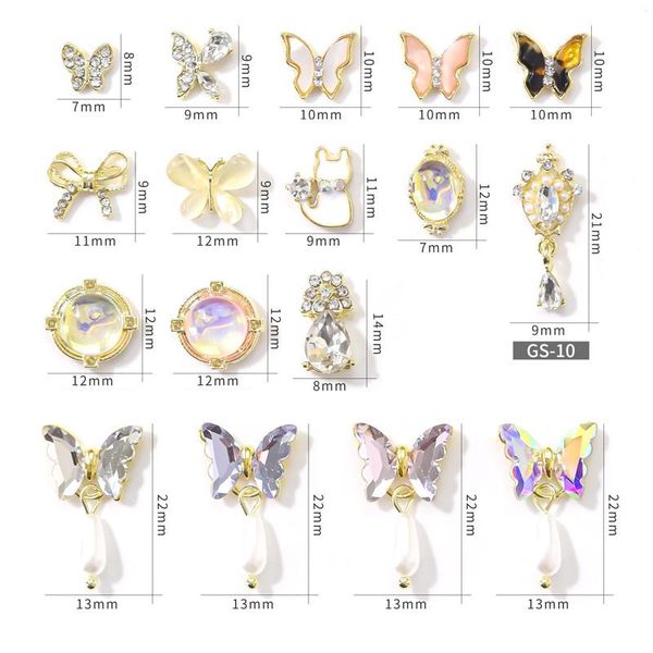 

10pcs nail charm alloy diamonds 3d art decorations shiny crystal jewelry designs manicure diy accessory ytc-23, Silver;gold