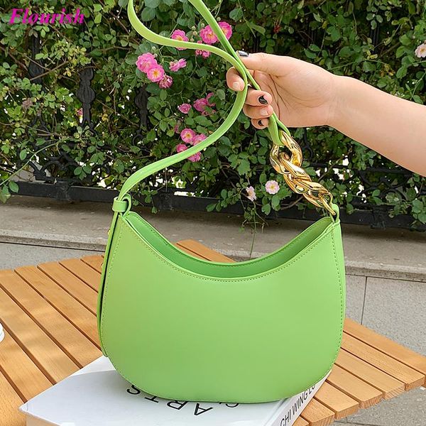 

evening bags fashion half moon shoulder bag leather chain for women 2021 purses and handbags luxury designer brand cute sac a main