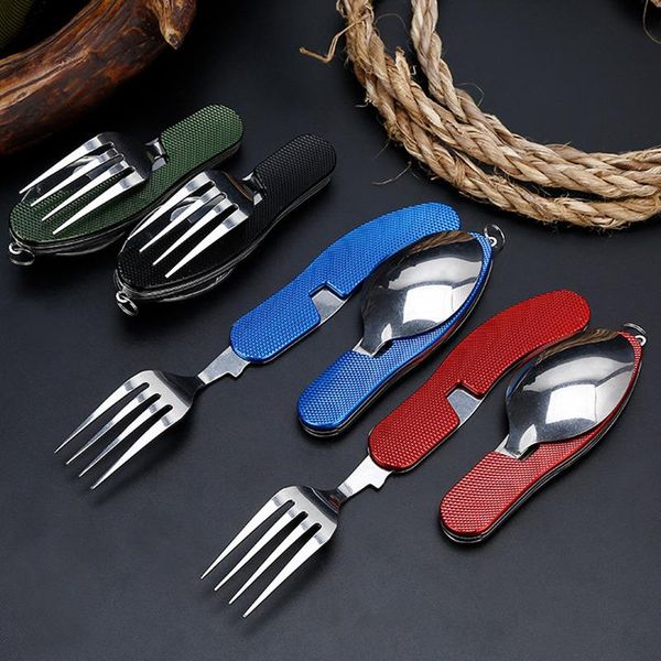 

dinnerware sets arrivals folding portable stainless steel cutlery knife fork spoon outdoor sports camping picnic traveling tableware