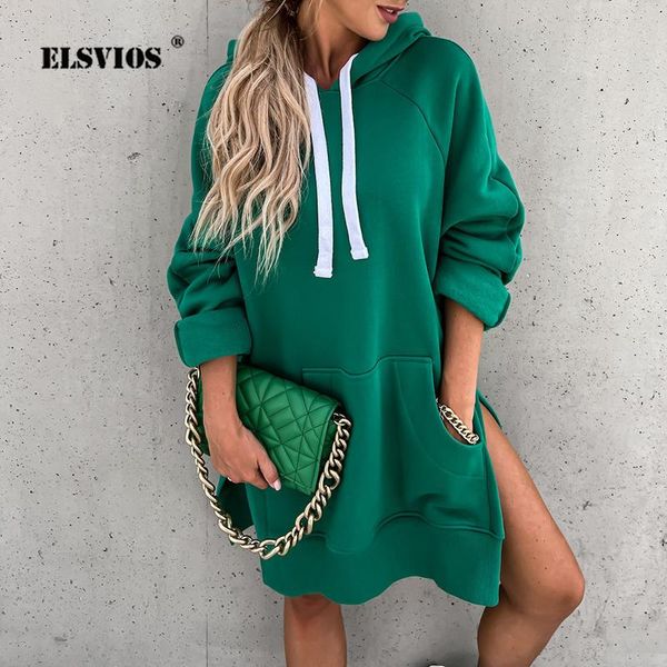 

women's hoodies & sweatshirts autumn winter casual women solid color hooded collar fashion elegant pocket long sleeves slim straight, Black