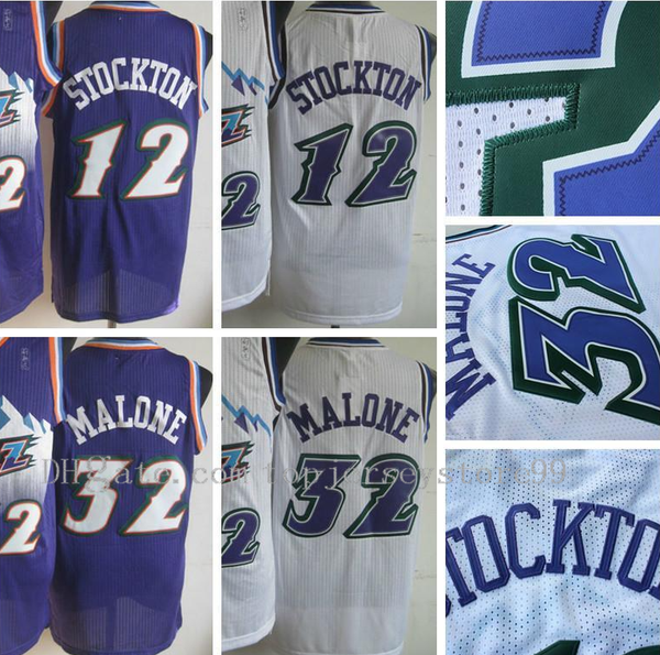 

wholesale men retro 32 karl malone jersey uniform rev 30 new material 12 john stockton throw back shirt breathable home alternate purple whi, Black;red