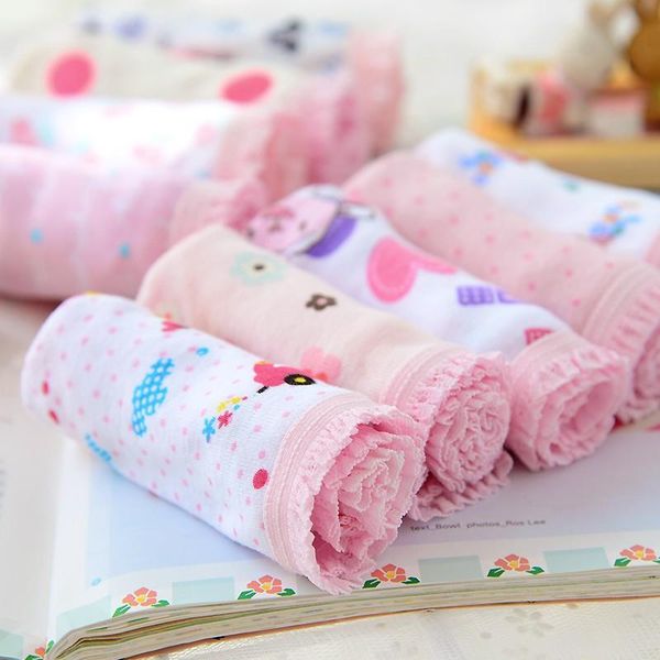 

12pcs/set cotton children girl underwear briefs cartoon flower animal pattern lace toddler panties, Camo