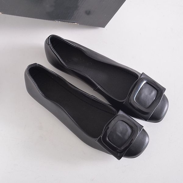 

black square toe thick heel single shoes sandals women spring and autumn new soft sole shallow mouth comfortable scoop mother 01