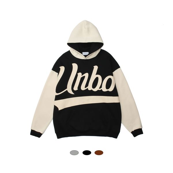 

hoodies mankun-hd68 autumn winter men's color matching loose letter lovers' plush hoodie, Black