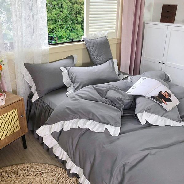 

bedding sets home textile girl innocent series four-piece lace border princess cute style quilt cover bed skirt pillowcase