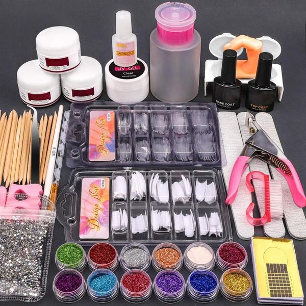 

nail art kits 12 glitter acrylic powder kit tips gel polish