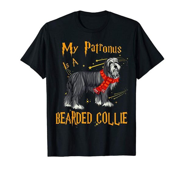 

men's t-shirts my patronus is a bearded collie t shirt for dog lovers, White;black