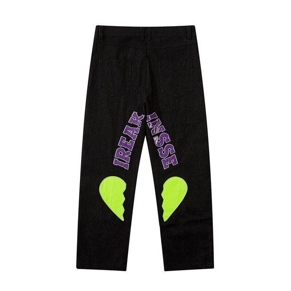 

women's pants & capris summer high street boyfriend jeans for women fashion loose vintage waist funny pantalones mujer vaqueros, Black;white