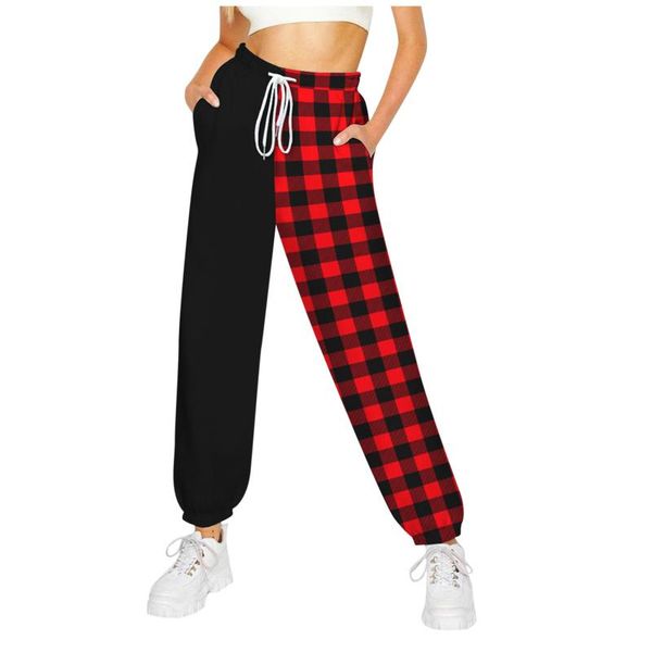 

women's pants & capris high waist sports christmas printed stylish oversize patchwork with various prints harajuku streetwear, Black;white