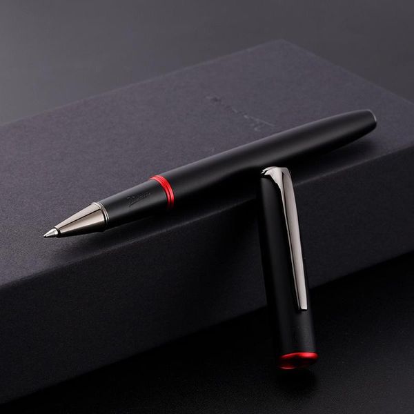 

ballpoint pens picasso 916 pimio red ring metal roller ball pen titanium black matte barrel for stationery writing no gift box, Blue;orange