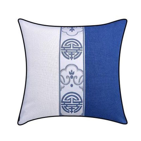

cushion/decorative pillow embroidery ruyi pattern chinese style blue white cushion cover waist pillowcase home sofa decoration splicing