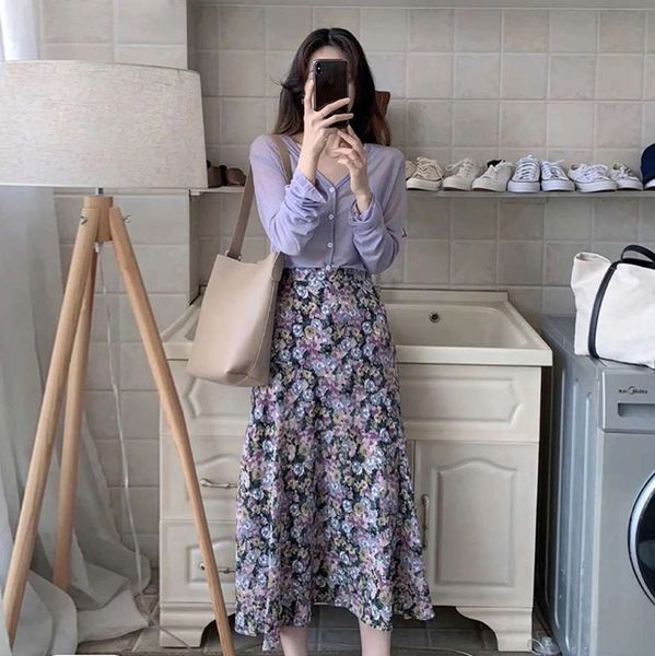 

2021 spring, french, sweet, fried, street broken, half dress, light wind, two suit dress., Black;gray