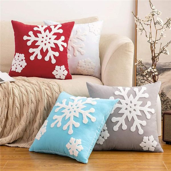 

cushion/decorative pillow snowflake embroidery cotton pillowcase white gray christmas home decor ornaments sofa decorative cushion pillows w