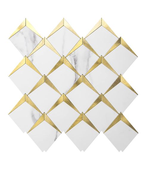 Art3D 10-folhas 3D adesivos de parede auto-adesivo Casca de mosaico de diamante e vara backsplash Tiles para cozinha banheiro, papéis de parede (26.4x26.4cm)