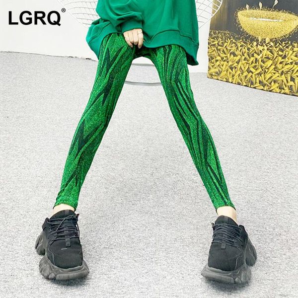 

women's pants & capris [lgrq] high elastic waist print green ankle length trousers loose fit women fashion tide spring autumn 2021 19d2, Black;white