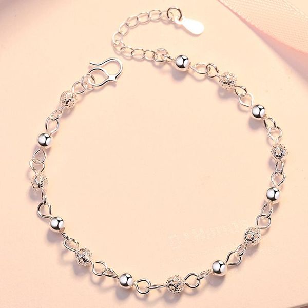 

charm bracelets women fashion charming silver plated round bead bracelet chain gift elegant for, Golden;silver