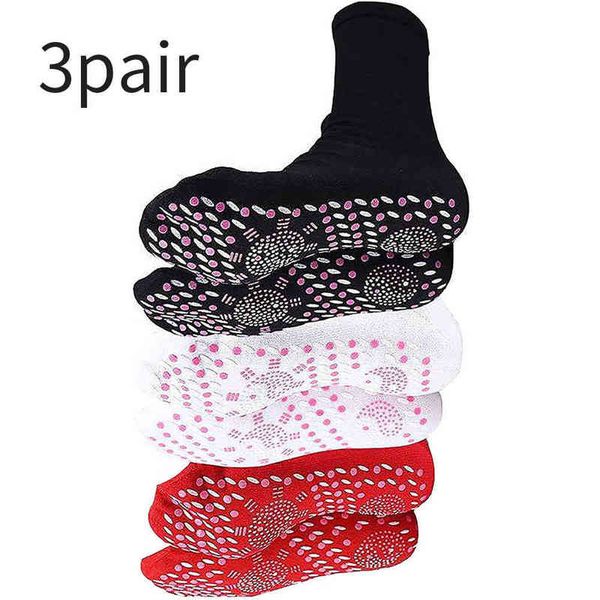3Pairs Самопоглощающие носки для женщин Мужчины Самогрейные носки тура Магнитная терапия Удобные зимние теплые массажные носки давление Y1222