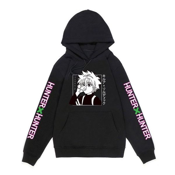 

men's hoodies & sweatshirts japanese anime x men women pullovers killua zoldyck hisoka 90s hoody streetwear, Black