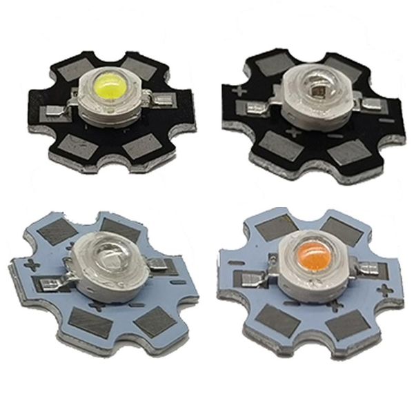 

light beads 10pcs 1w 3w high power led full spectrum white warm green blue deep red 660nm royal with 20mm black star pcb