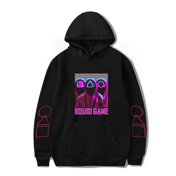 

men's hoodies & sweatshirts autumn squid game men women pullovers hip hop hooded casual boys girls black streetwear clothes