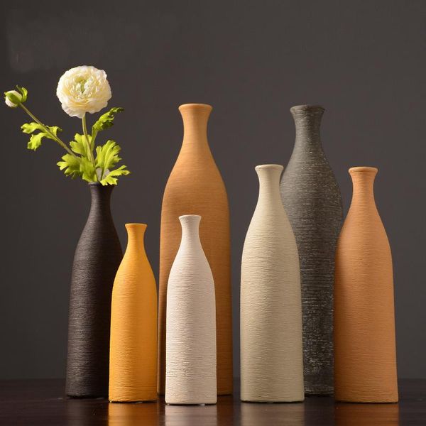 

vases nordic light luxury ceramic vase decoration living room flower arrangement single small caliber bottle brushed